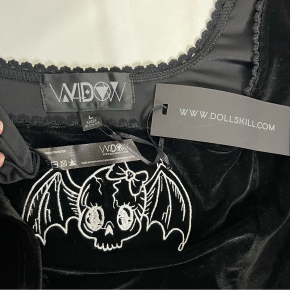 Dolls Kill Widow burial Velvet Bat Mini Dress Bell Sleeve Goth Fairy Grunge Y2K - Picture 12 of 12